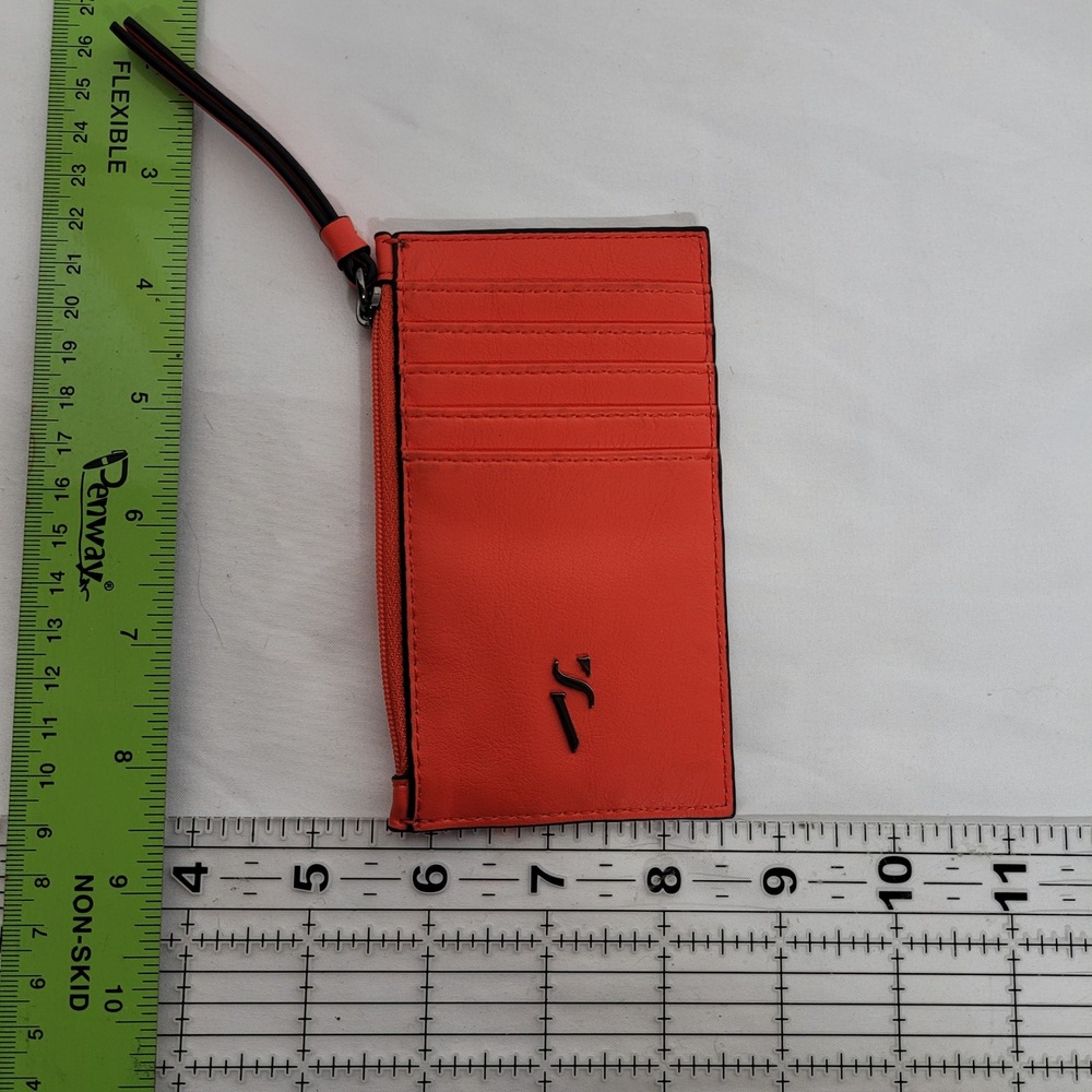 Simply Vera Vera Wang Orange Faux Leather Card Case Wristlet Wallet ID Window
